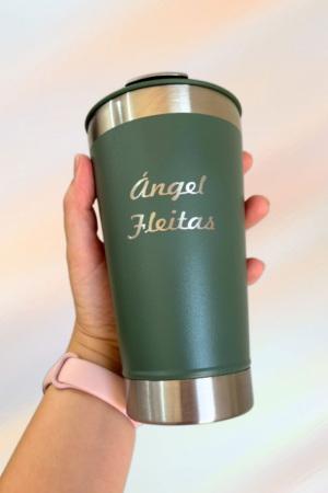 Vaso de Chopp Térmico con grabado laser  C/ Tapa y Abridor